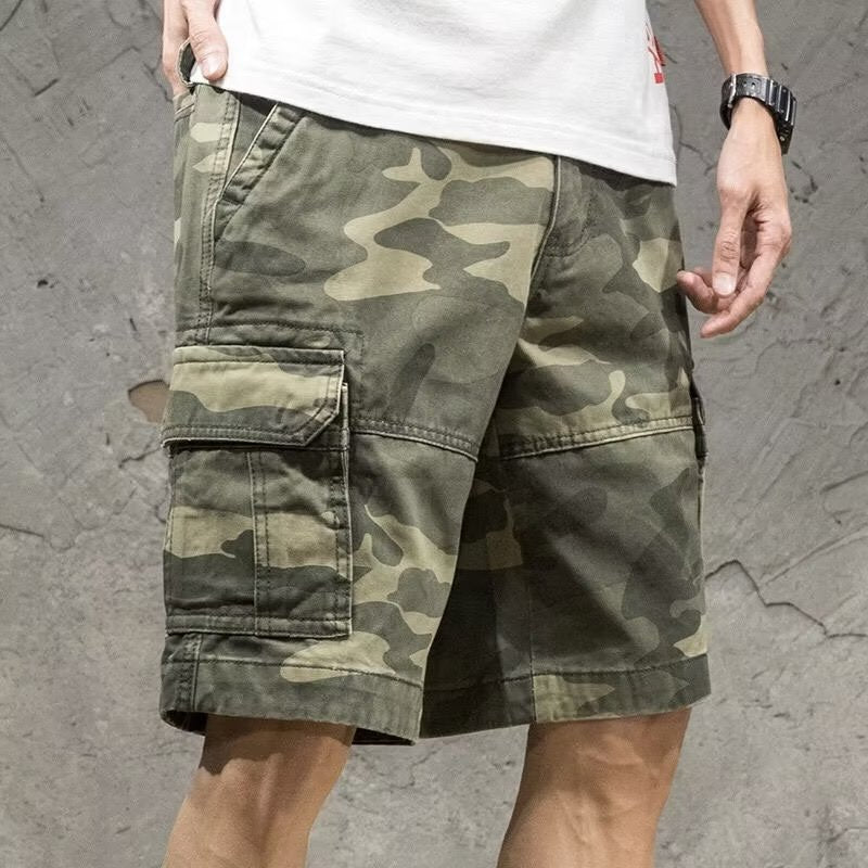 Summer Loose Five Points Casual Camouflage Workwear Shorts Men - cas7m