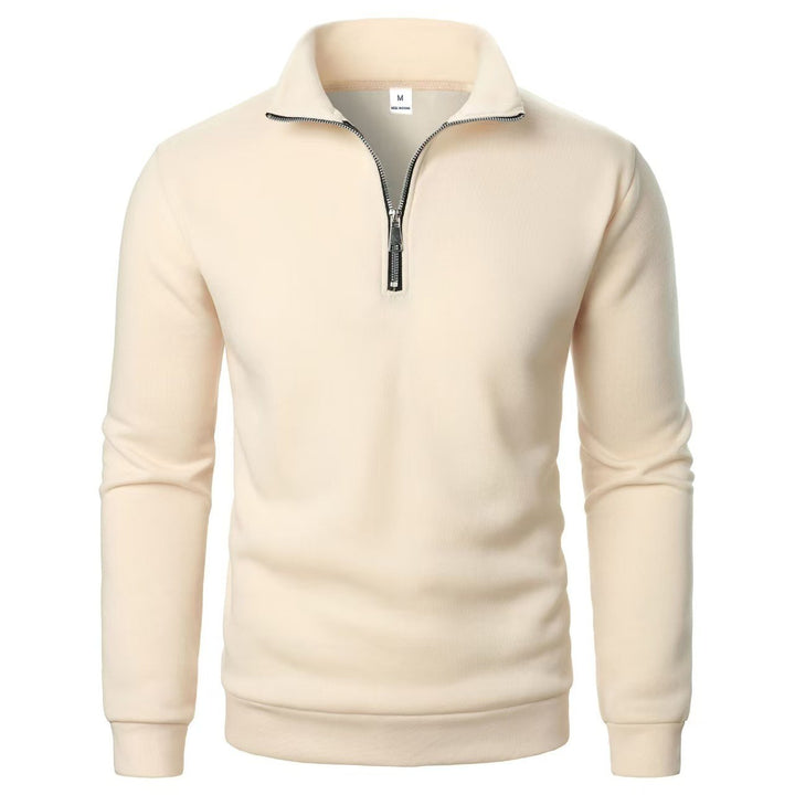Men's Stand Collar Half Zip Casual Solid Color Long Sleeve - cas7m