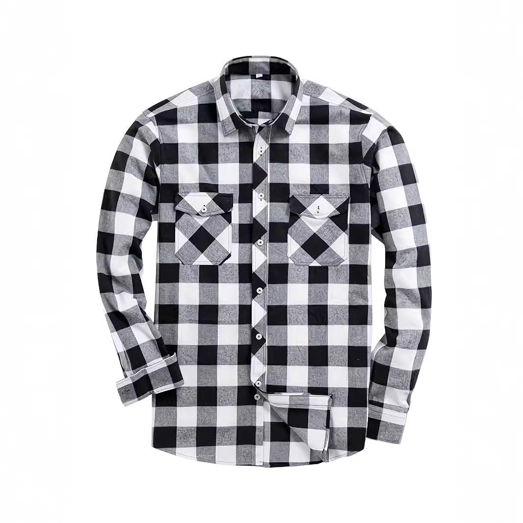 Mens Stylish Long-Sleeve Lapel Shirt - cas7m
