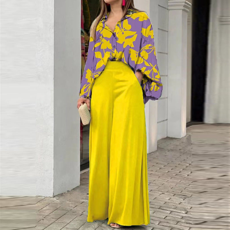 Fashionable Printed Wide-leg Pants - cas7m