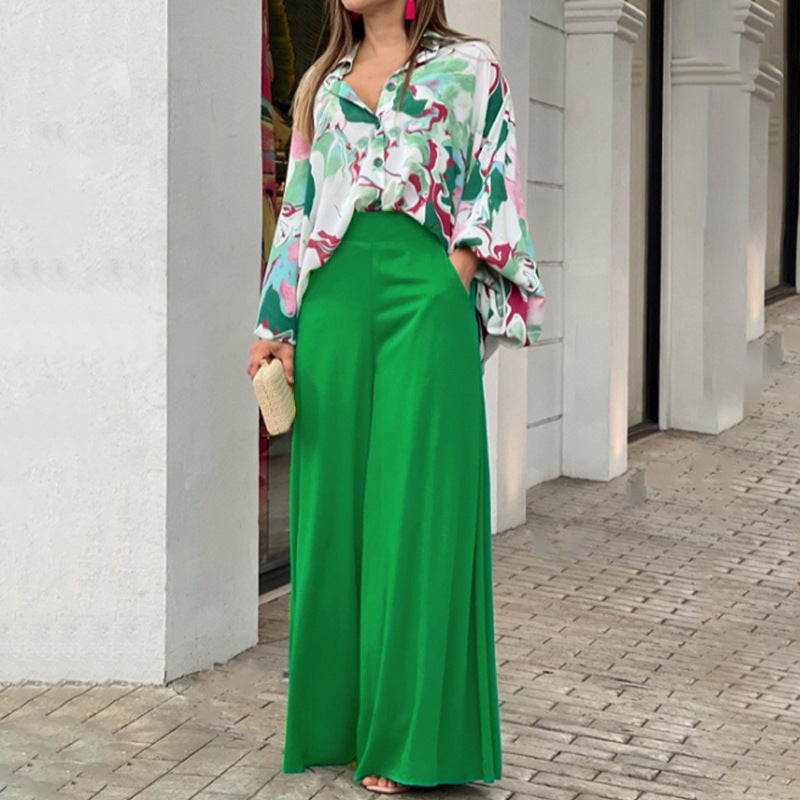 Fashionable Printed Wide-leg Pants - cas7m