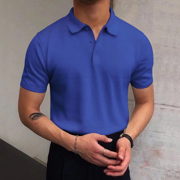 Men's Summer Lapels T-shirt Solid Color Casual - cas7m