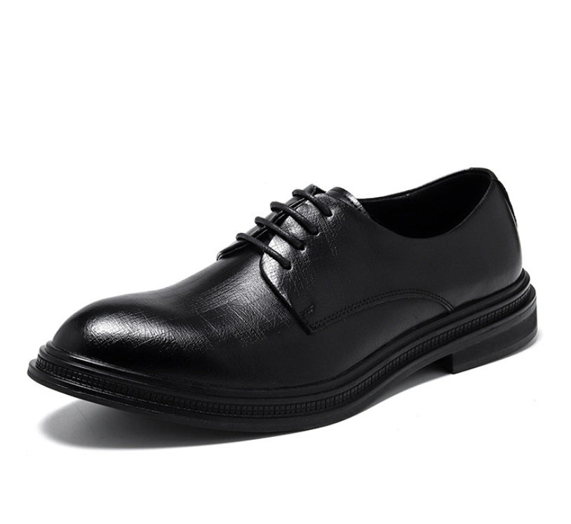 Business Formal Wear British Commuter Leather Black Leather Shoes - cas7m