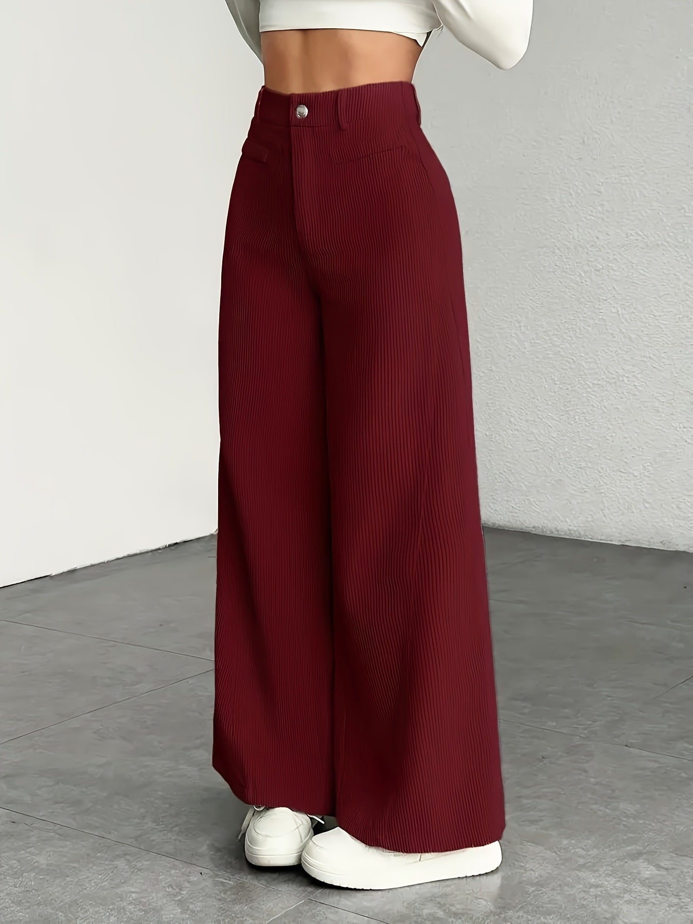 High Waist Wide Leg Pants With Vertical Stripes Straight Mopping Pants Commuter's All-matching - cas7m