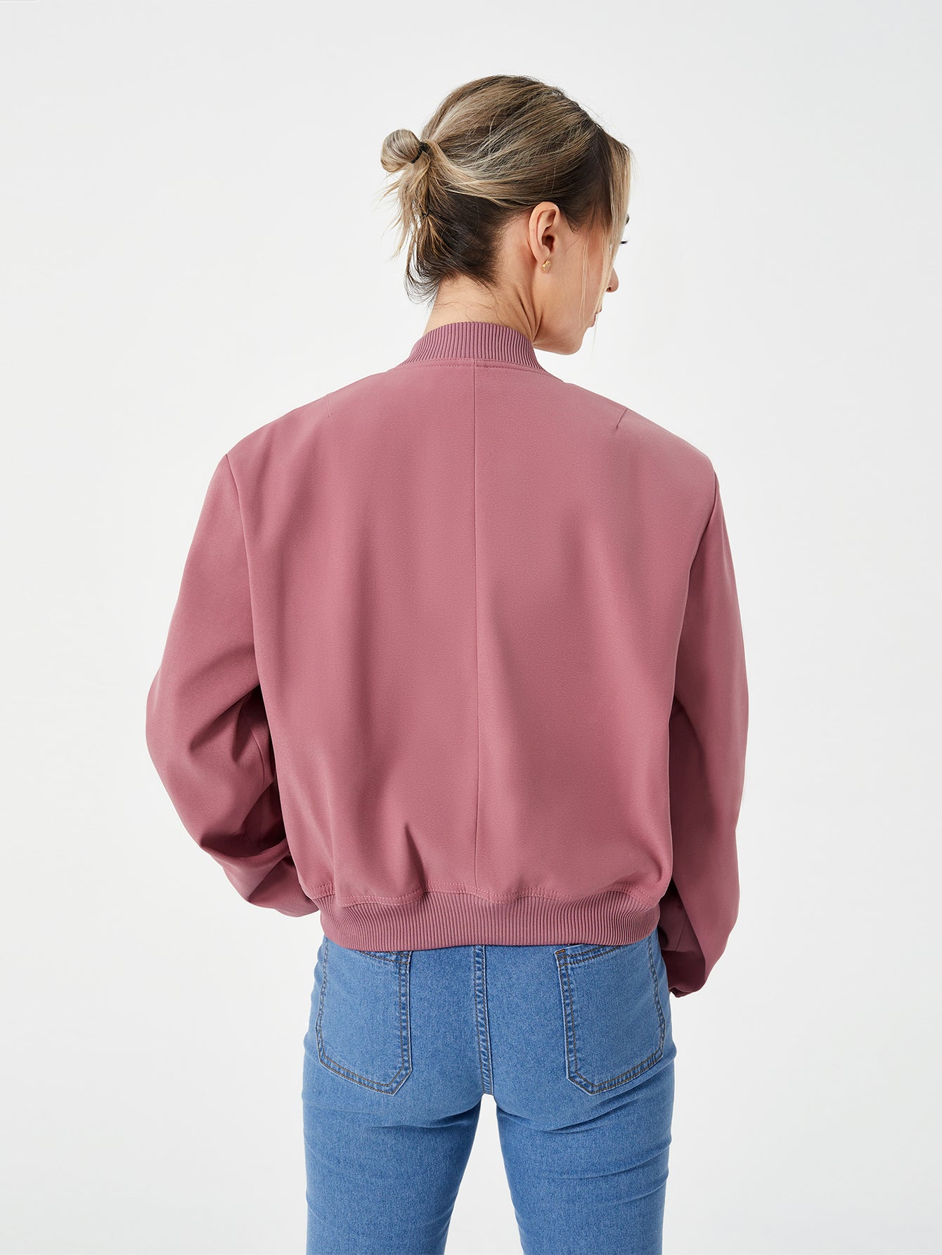 Women's Lightweight Cropped Bomber Jacket Casual Long Sleeve Varsity Jacket With Pocket Fashion Y2k Jacket Streetwear - cas7m