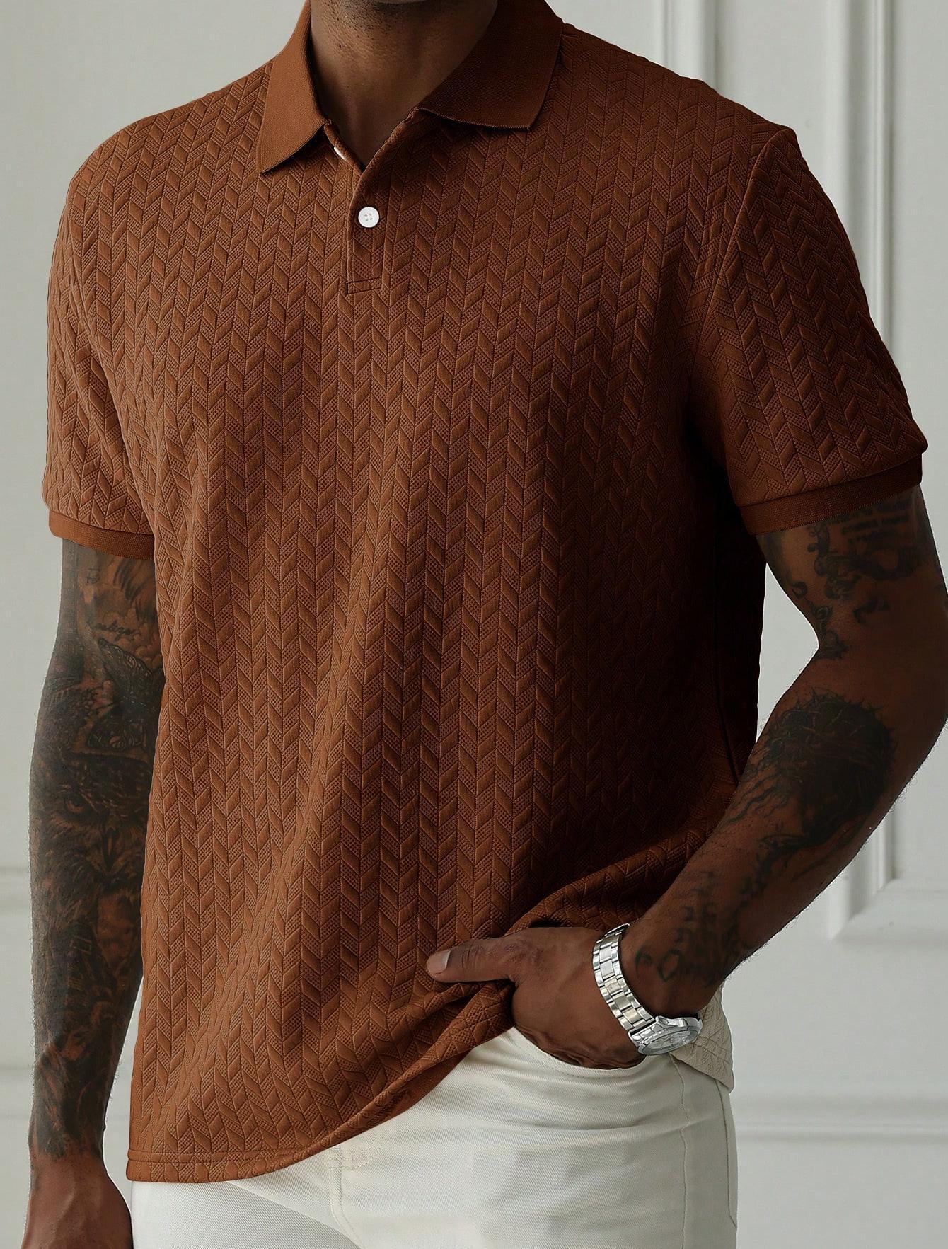 Men's Solid Color Polo Collar Short-sleeved Shirt - cas7m