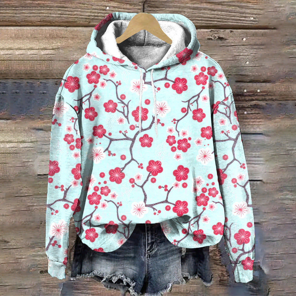 Stylish Floral-patterned Loose-fitting Designer Hoodie For Fall - cas7m