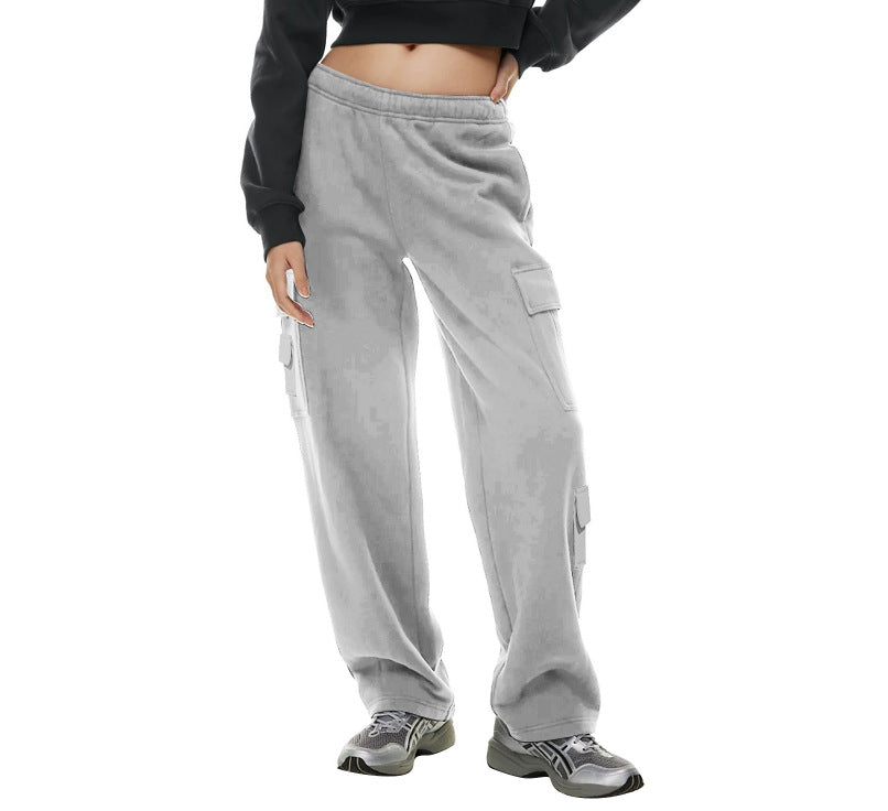 Women's Fashion Work Clothes Pocket Sweatshirt Trousers - cas7m