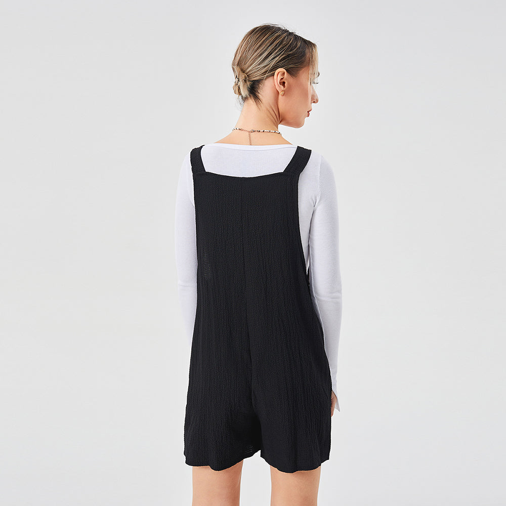 Casual Fashion Suspender Shorts Jumpsuit Strap Pants - cas7m