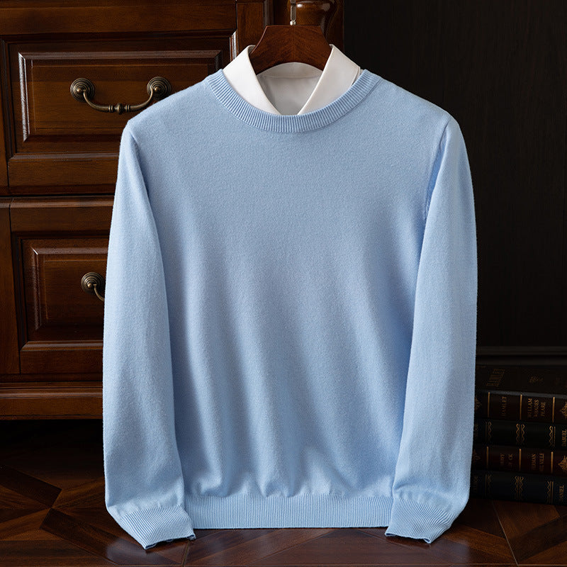 Round Neck Pullover Bottoming Shirt Casual Business Loose Long Sleeve Sweater - cas7m