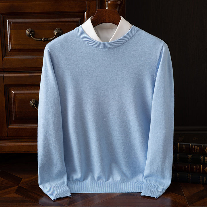 Round Neck Pullover Bottoming Shirt Casual Business Loose Long Sleeve Sweater - cas7m