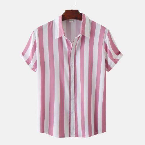 Men's 3D Printed Short Sleeve Turn Loose Shirt - cas7m