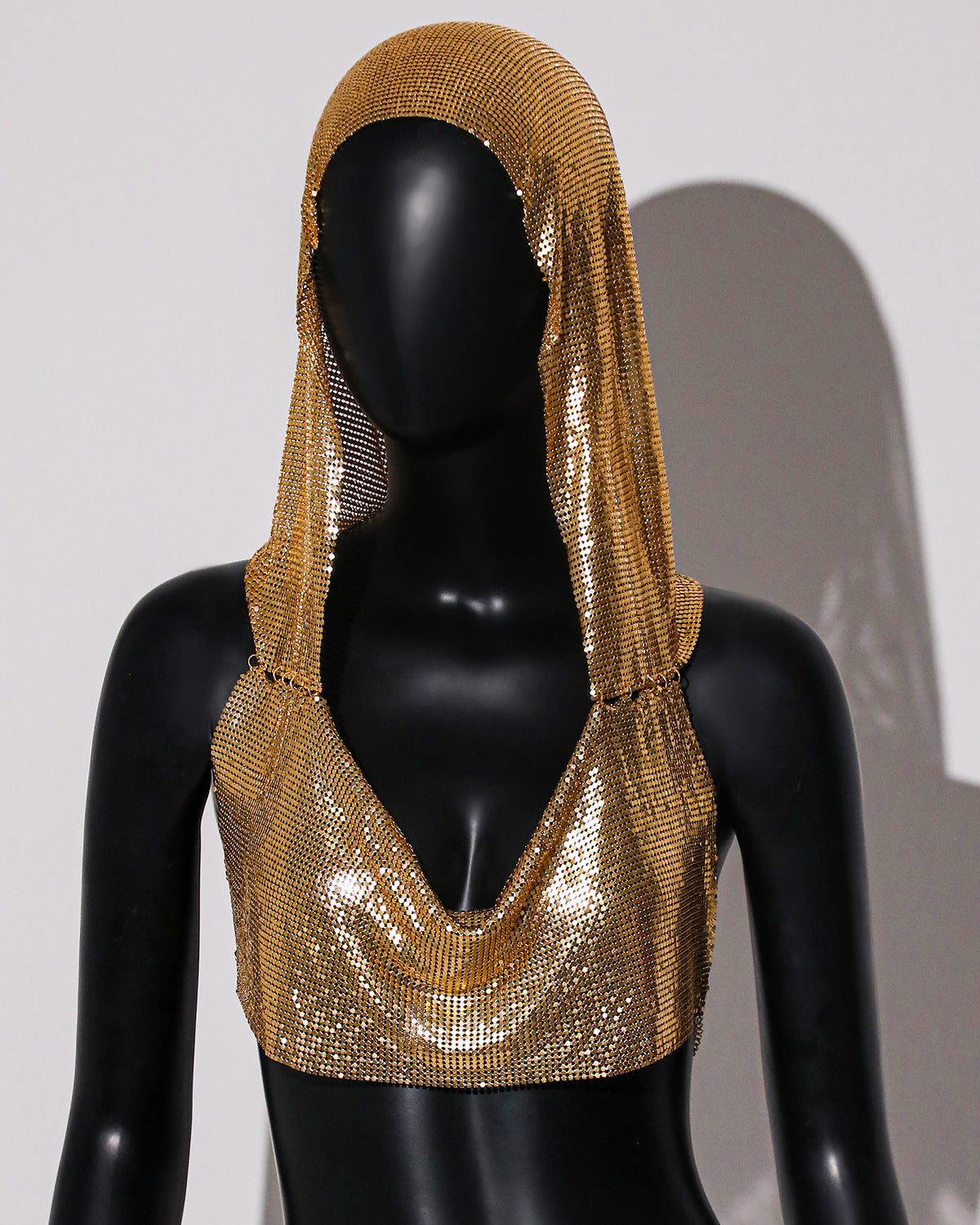 Sexy Outerwear Metal Sequins Hooded Vest - cas7m