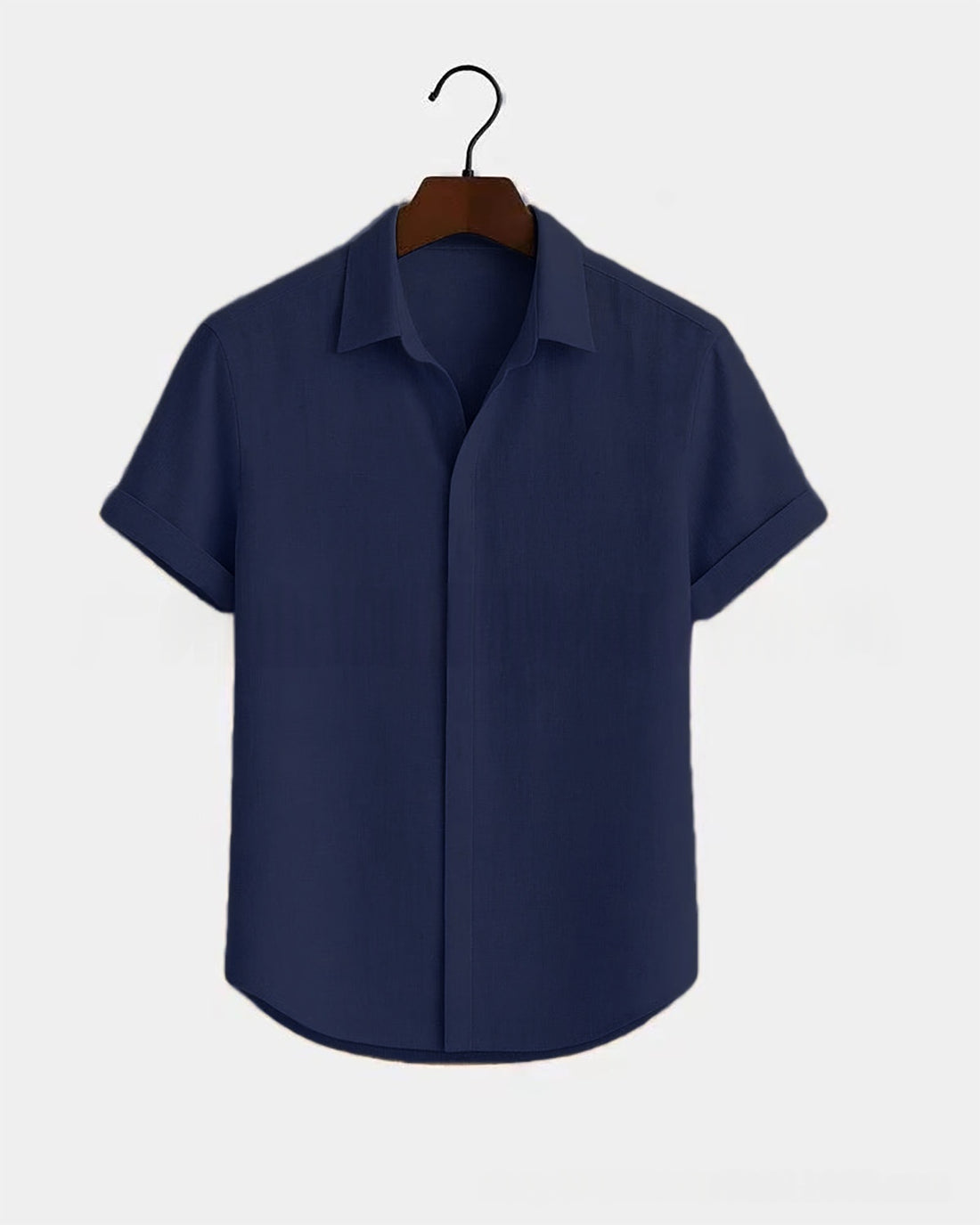 Solid-color Short-sleeve Cotton-linen Shirt For Men - cas7m