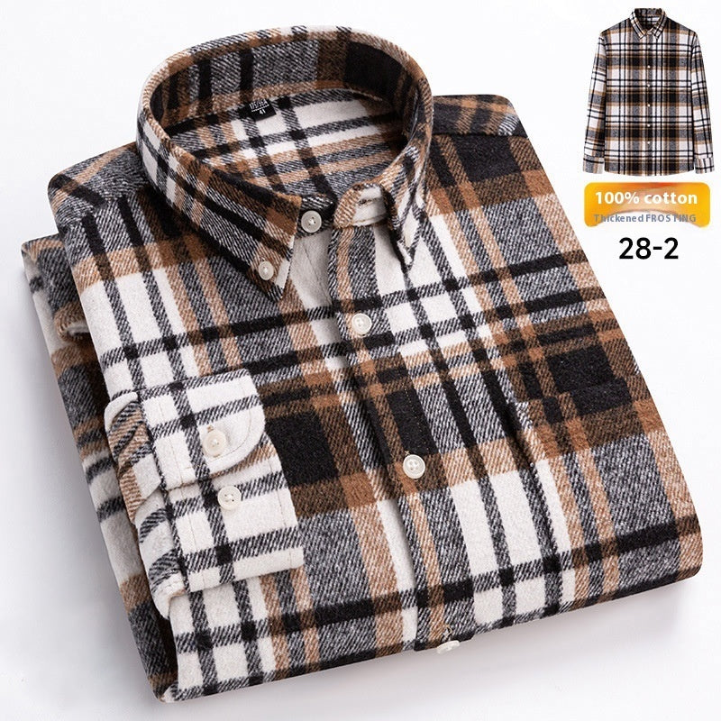 Retro Plaid Long Sleeve Casual Men's Clothing Shirt - cas7m