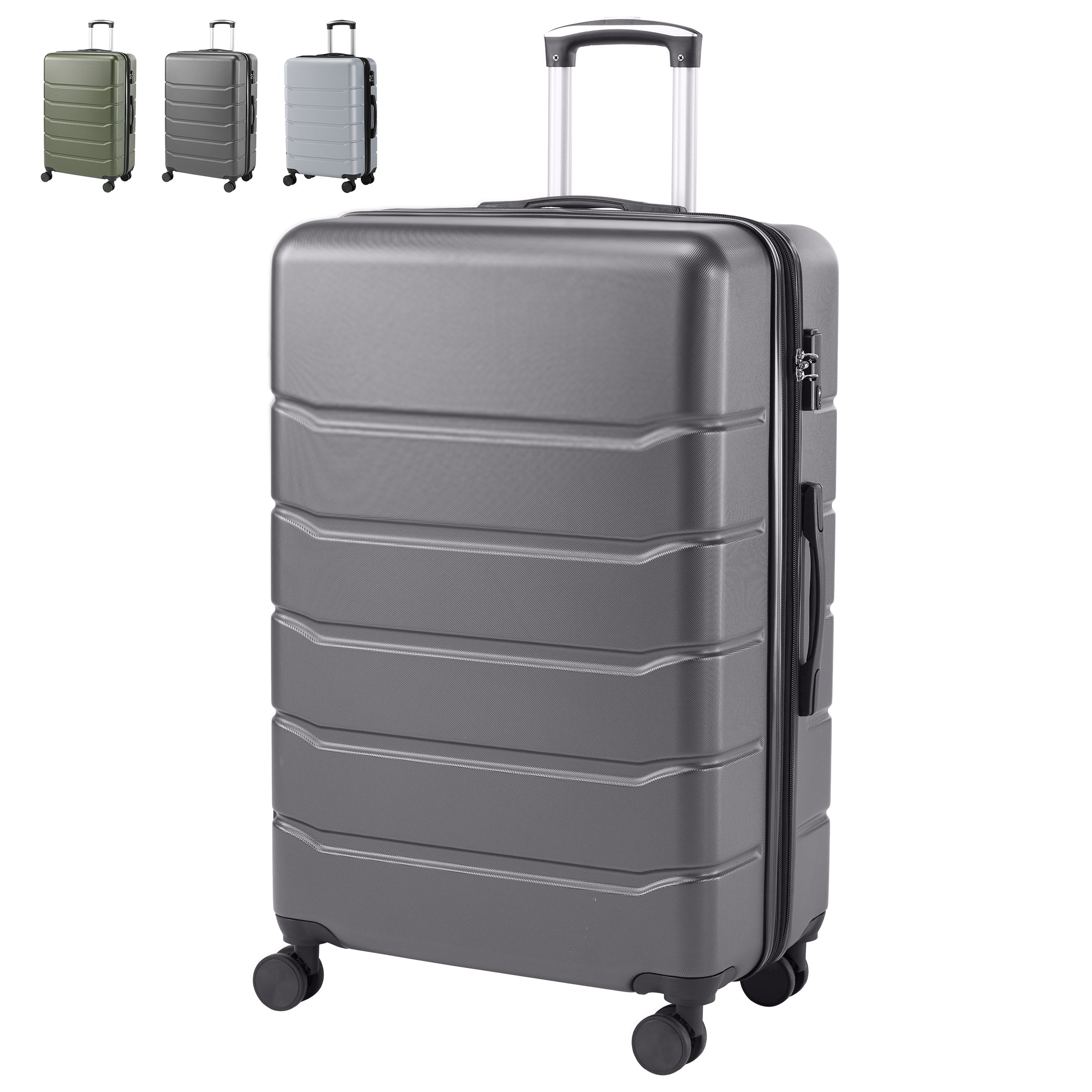 Hard Shell Carry On Suitcase, ABS Spinner Wheel Luggage, Lightweight And Expandable Rolling Travel Bag - cas7m