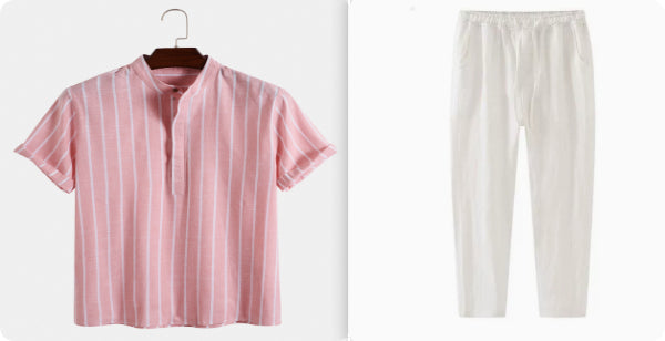 Fashion Striped Casual Men's Shirt Short Sleeve - cas7m