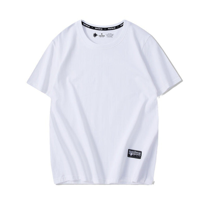 Drop-Shoulder Pure Cotton Short-Sleeve Unisex Solid-Color Blank Shirt - cas7m