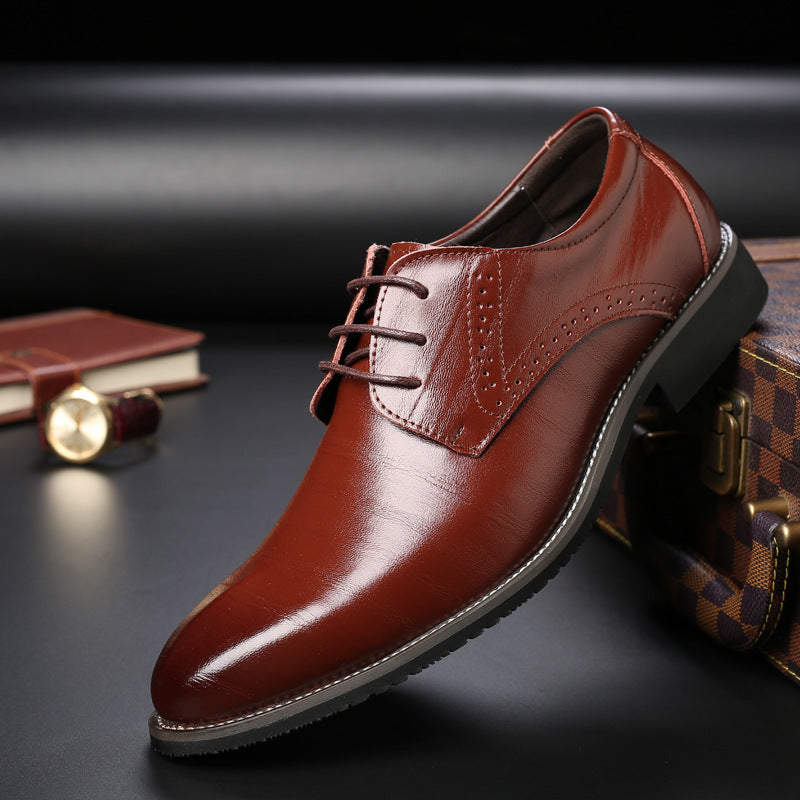 Formal Plus Size Business Men's With Lace Up Leather Shoes - cas7m