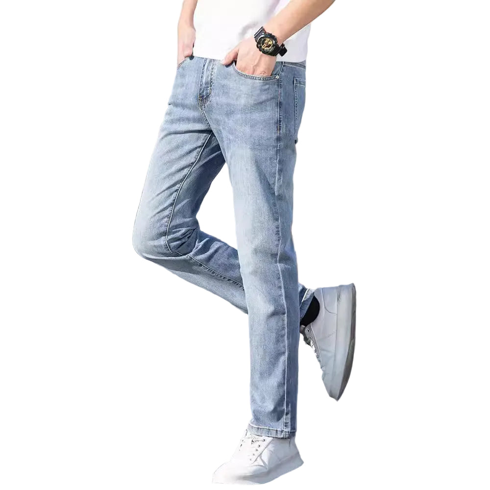 Summer Thin Jeans Men's Slim-fit Straight Trousers - cas7m