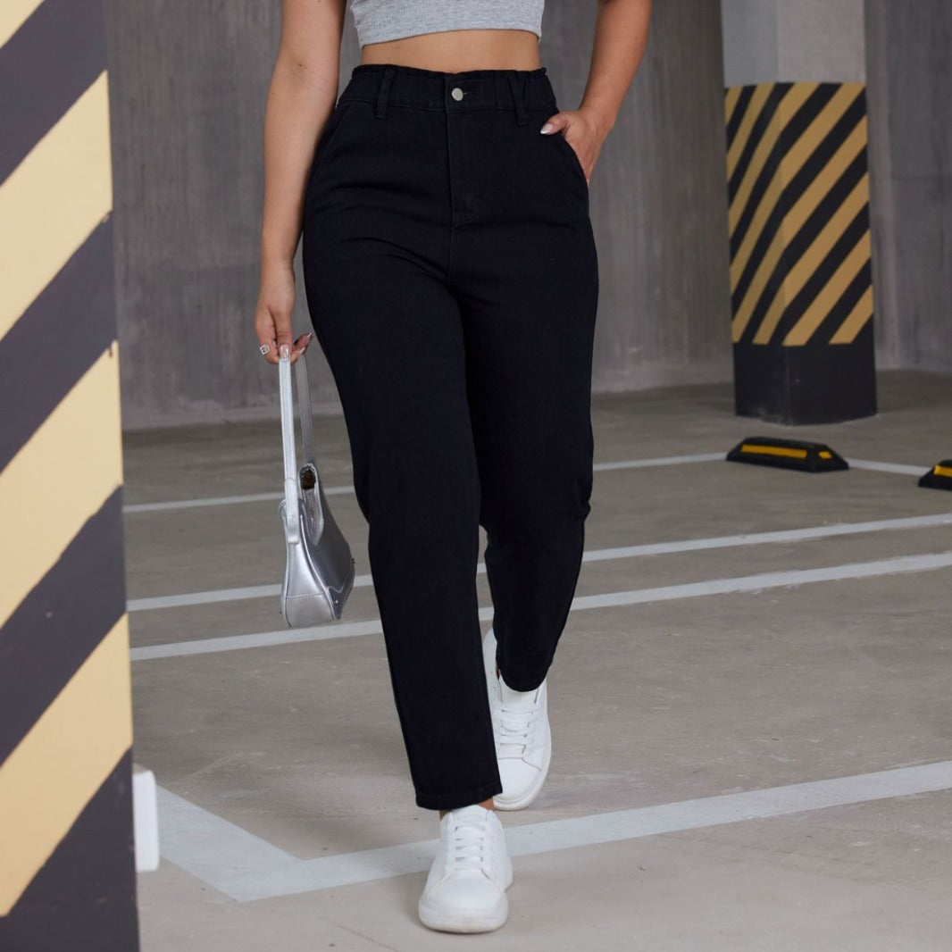 Women's Casual Elastic Straight Jeans - cas7m