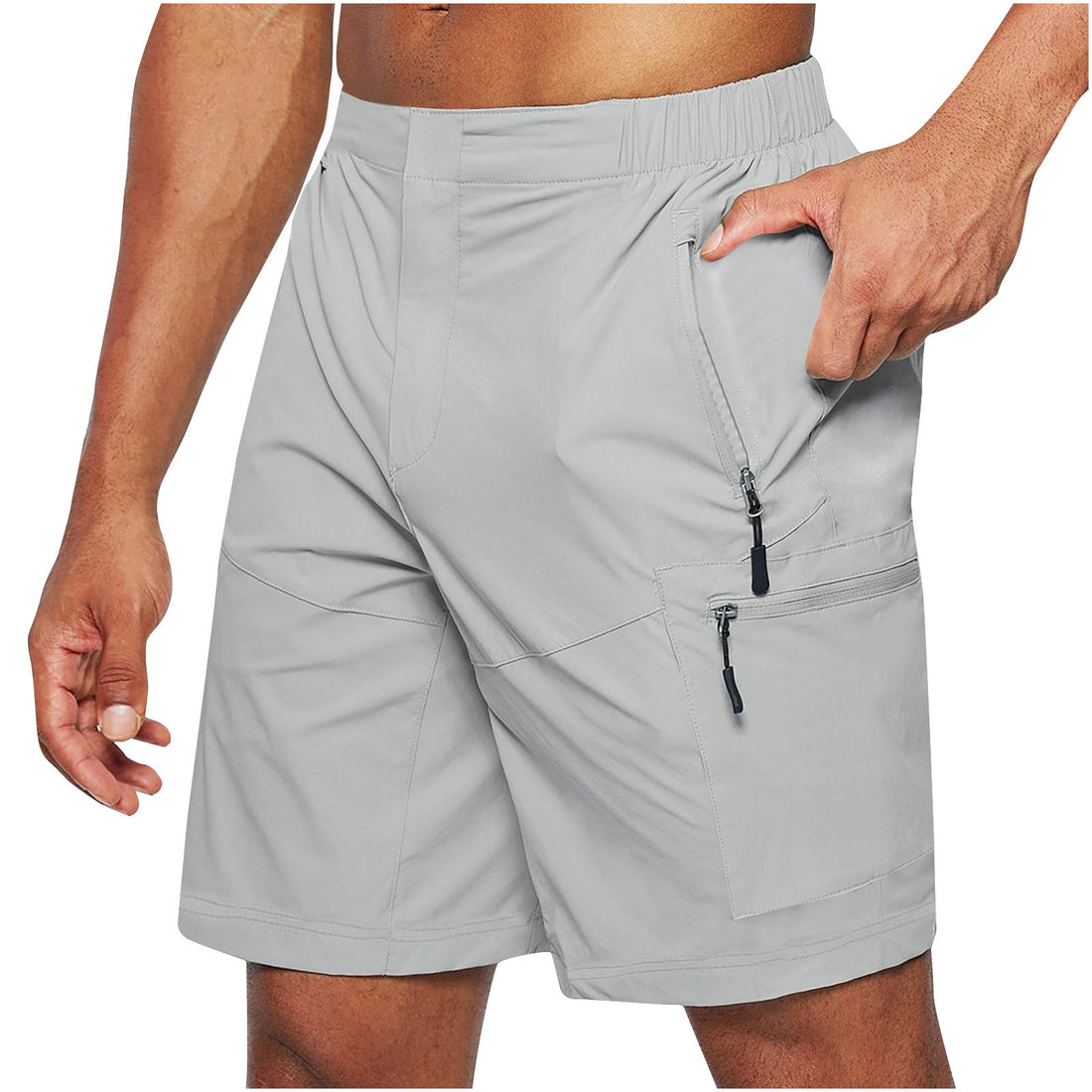 Men'S Casual Elastic Waist Strap Summer Shorts Casual Fit Fashion Outdoor Long Shorts For Men Knee-Length Straight Leg Pants Shorts - cas7m