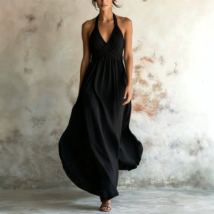 Sleeveless Flared Solid-color Maxi Dress Design - cas7m
