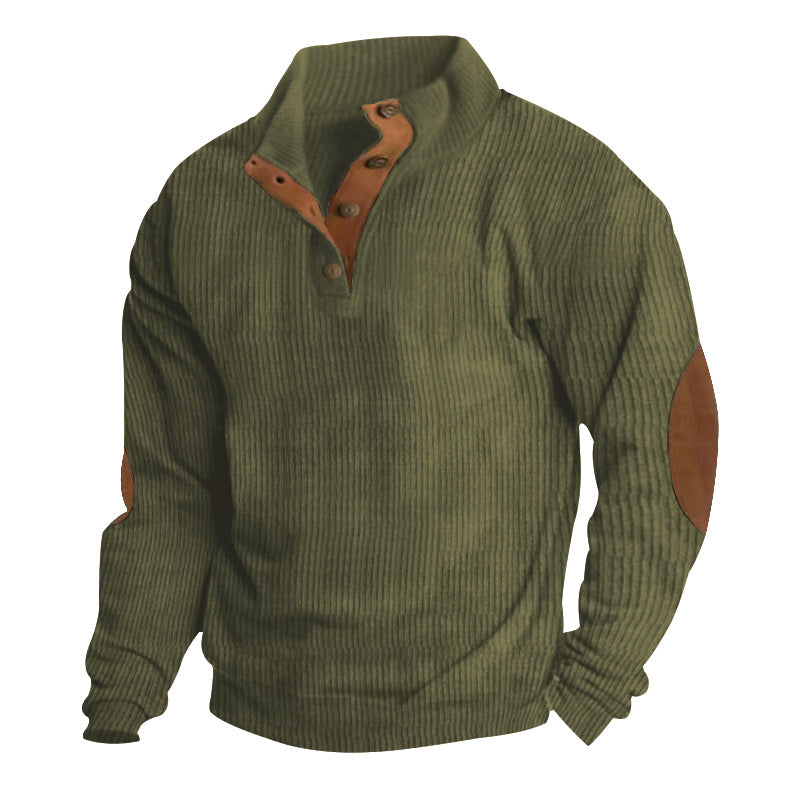 Corduroy Casual Stand Collar Long-sleeved Sweater - cas7m