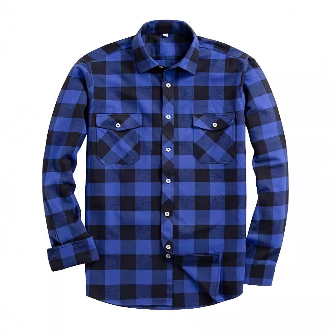 Mens Stylish Long-Sleeve Lapel Shirt - cas7m