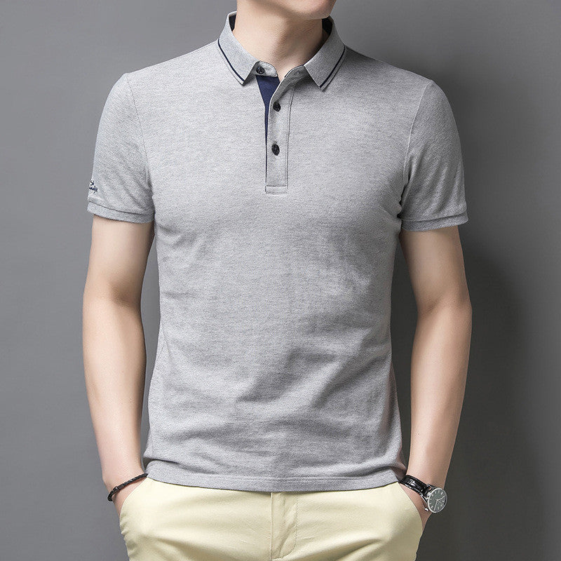 Men's Short-sleeved Cotton T-shirt Solid Color - cas7m