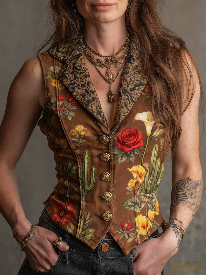 Printed Casual Sleeveless V-neck Slim-fit Vest - cas7m