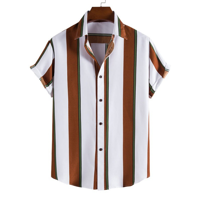 New Men's Casual Striped Short Sleeve Shirt - cas7m