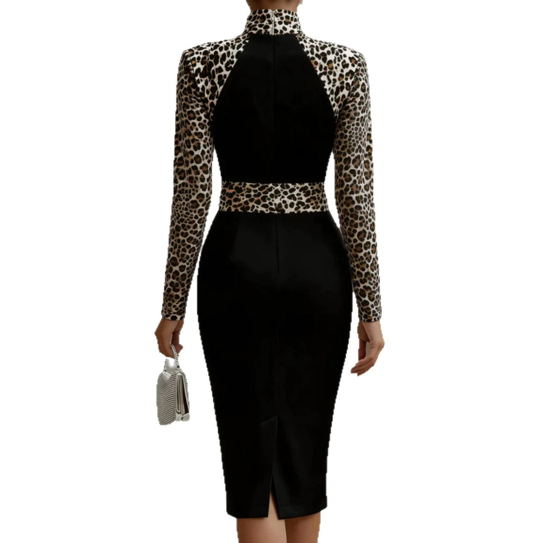 Sexy High-neck Waist-cinching Midi Sheath Evening Dress - cas7m