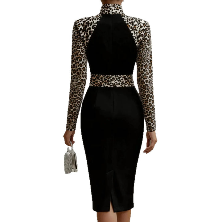 Sexy High-neck Waist-cinching Midi Sheath Evening Dress - cas7m