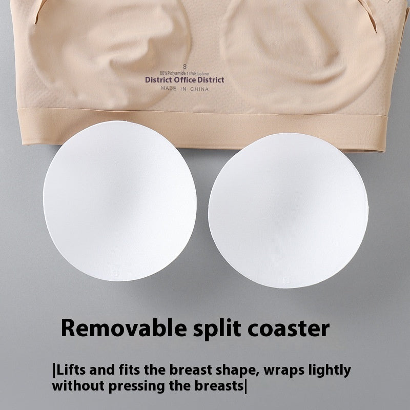 Women's Strapless Cross Side Buckle Non-slip Band Ice Ribbon Chest Pad - cas7m