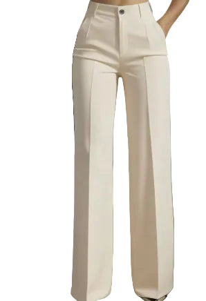 Women's White Minimalist Pants Made Of Polyester - cas7m