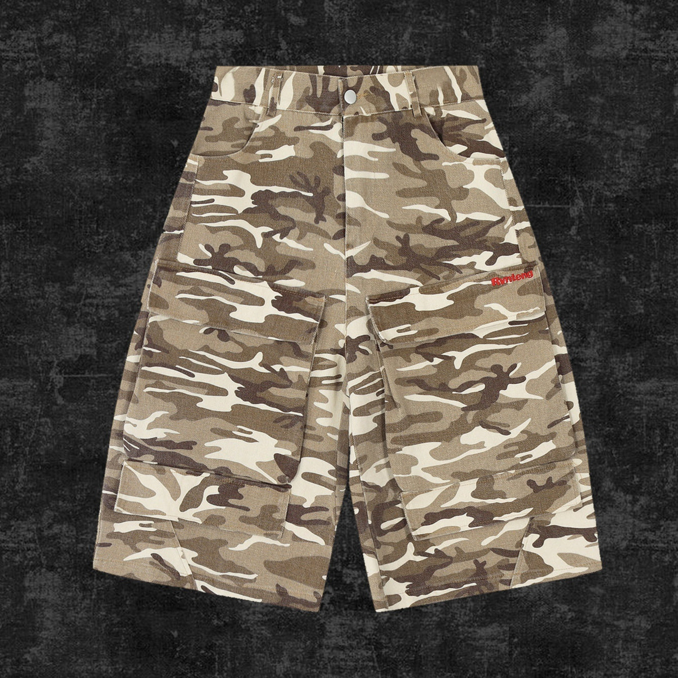 Retro Camouflage Multi-pocket Workwear Cropped Jeans Men And Women Wide - cas7m