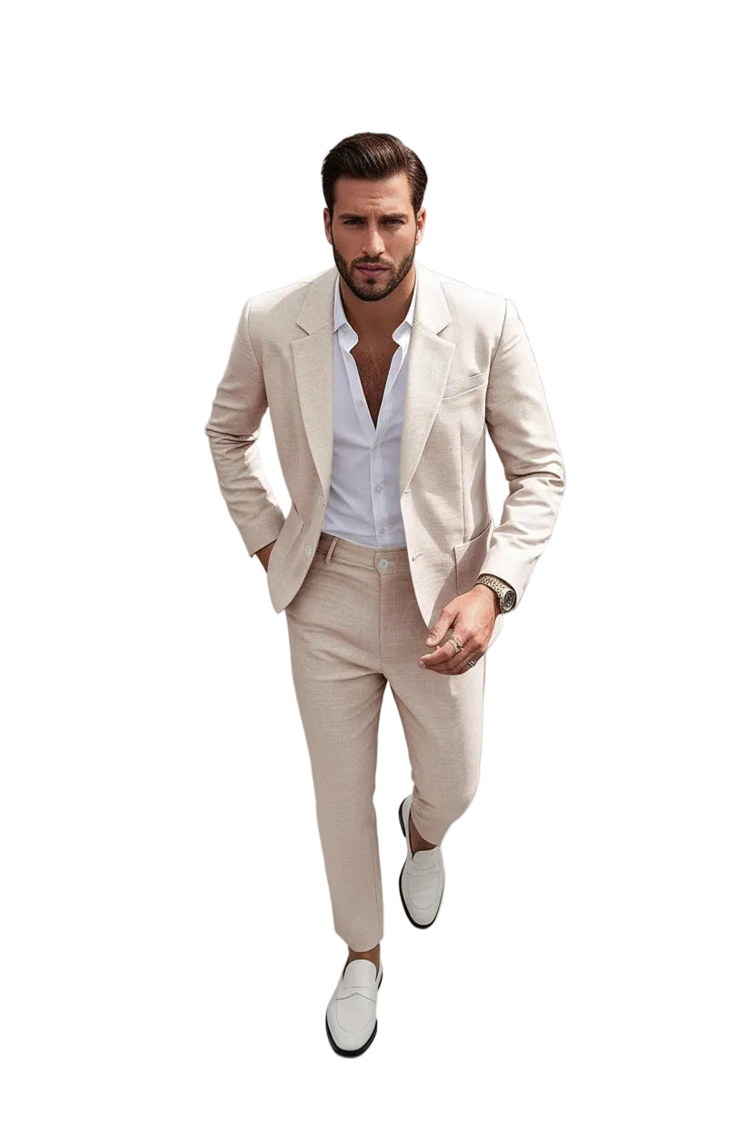 Mens Solid-Colored Business Suit Set - cas7m