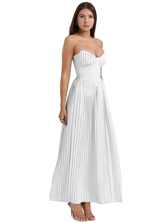 Off-Shoulder Backless Ruched High-Waist Long Dress