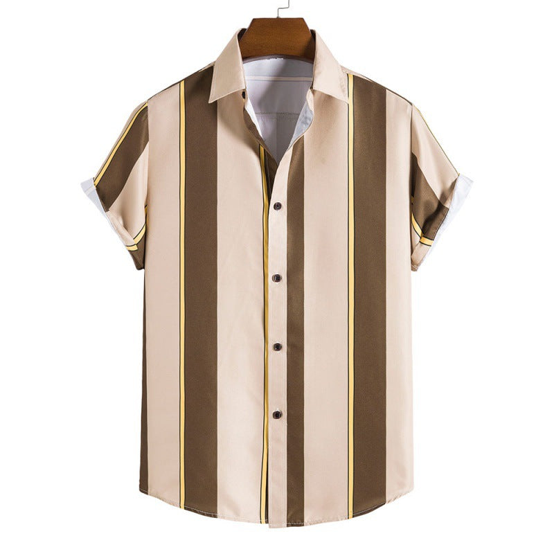 New Men's Casual Striped Short Sleeve Shirt - cas7m