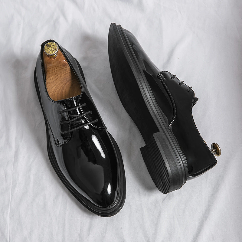 Glossy Pointed Business Leather Shoes Men's British Fashion - cas7m