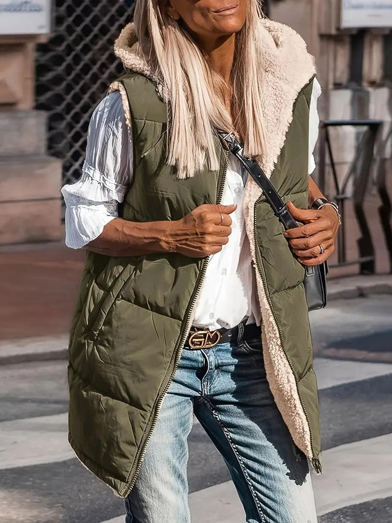 Hooded Double-sided Slim Fit Elegant Cardigan Vest - cas7m