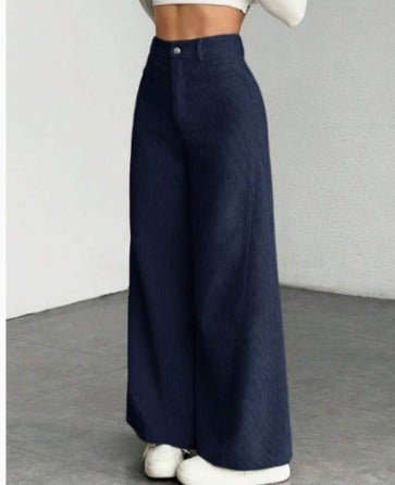 High Waist Wide Leg Pants With Vertical Stripes Straight Mopping Pants Commuter's All-matching - cas7m