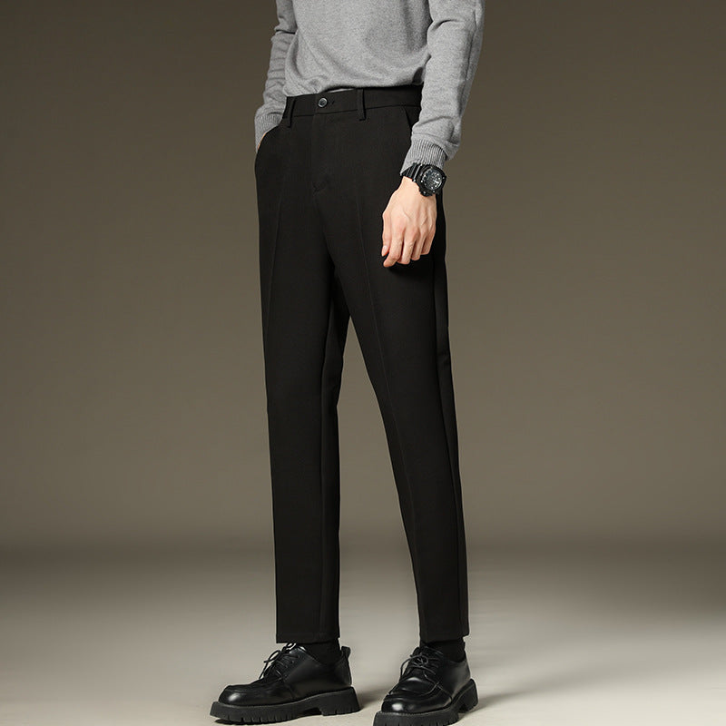 Men's Straight Fluffy Fleece Padded Suit Pants - cas7m