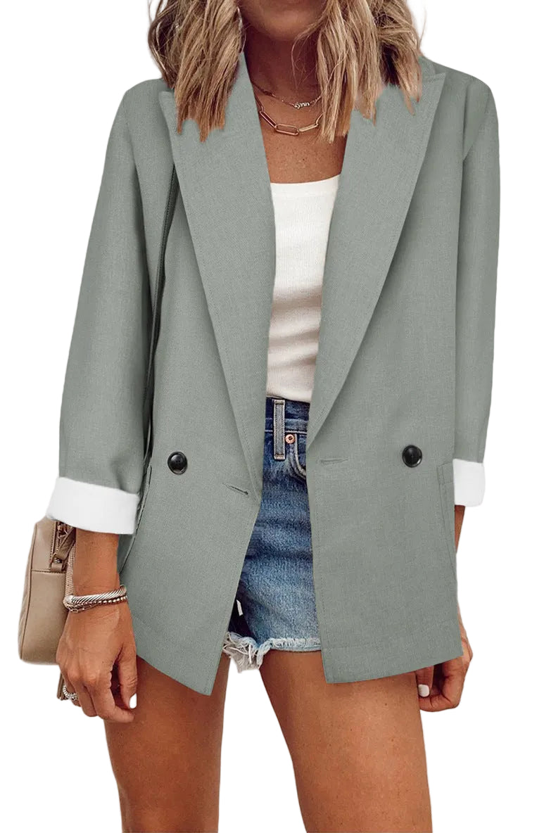 Elegant Women's Double-Breasted Blazer – Stylish, Comfy, Versatile - cas7m
