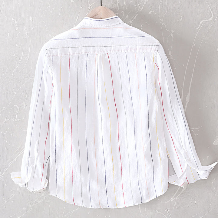 Casual Men's Striped Long Sleeve Shirt - cas7m
