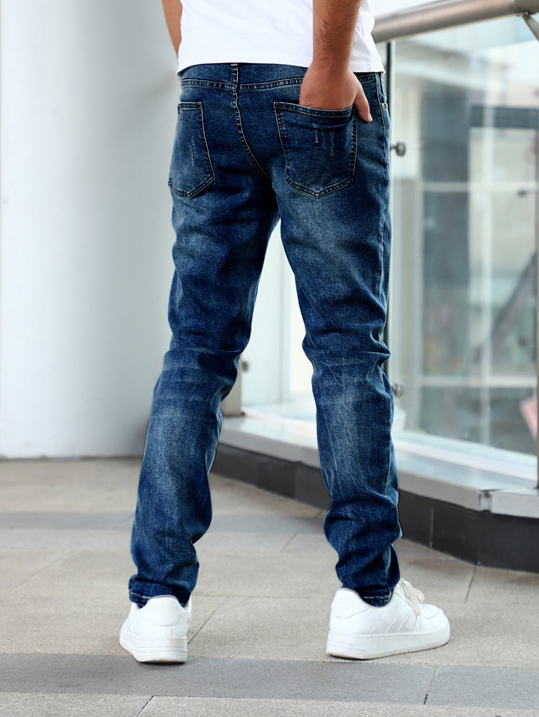 Slim Fit Stretch Men's Youth Blue Casual Pants - cas7m