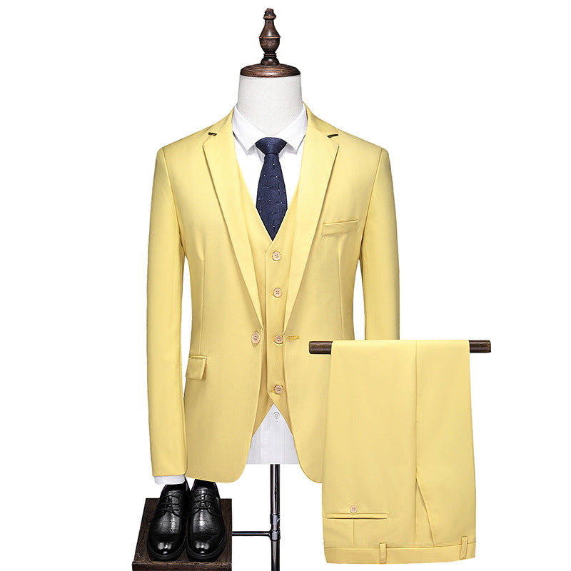 Business Leisure Solid Color Suit Suit Men's Business Suit - cas7m
