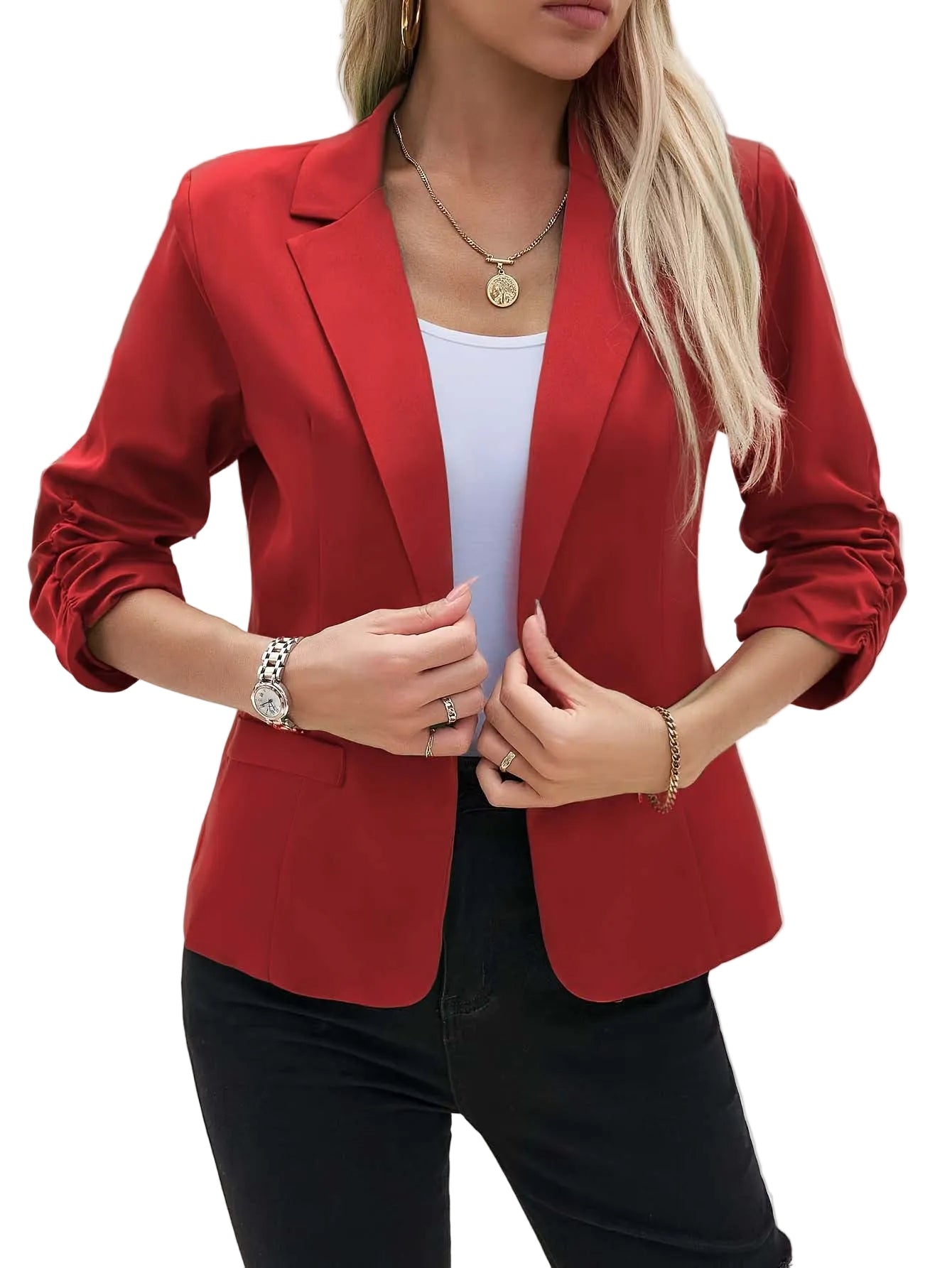 Women's Business Suit Jacket 34 Sleeve Business Casual Jacket - cas7m