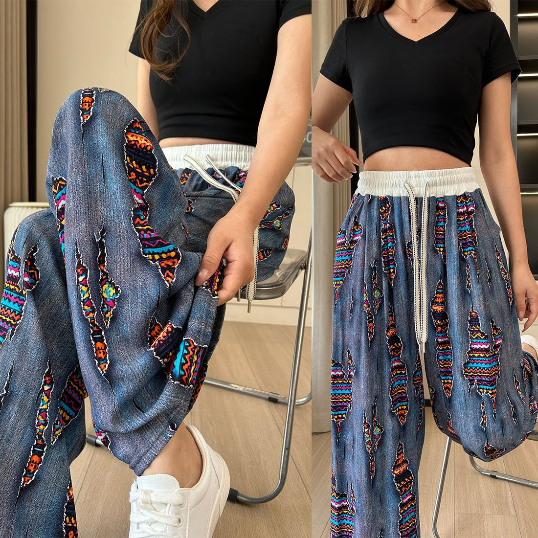 Casual Ladies Drapey Floor-Length Straight Pants - cas7m